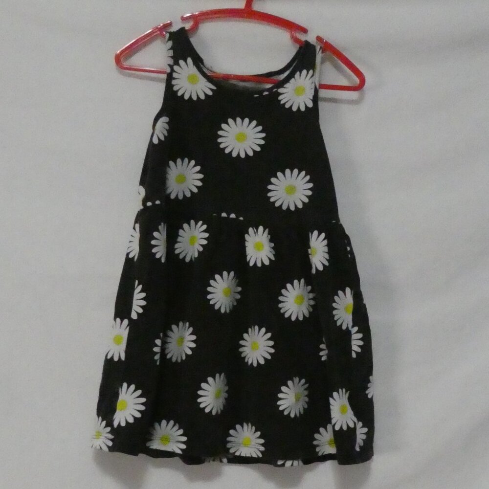Black Floral Cotton Summer Dress P2P 10.5 inches measured Not Lined